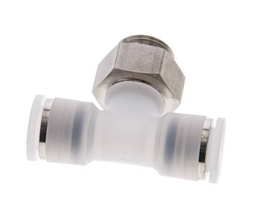 10mm x G3/8'' Inline Tee Push-in Fitting with Male Threads PA/Stainless Steel EPDM FDA Rotatable