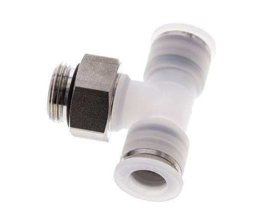 10mm x G3/8'' Inline Tee Push-in Fitting with Male Threads PA/Stainless Steel EPDM FDA Rotatable
