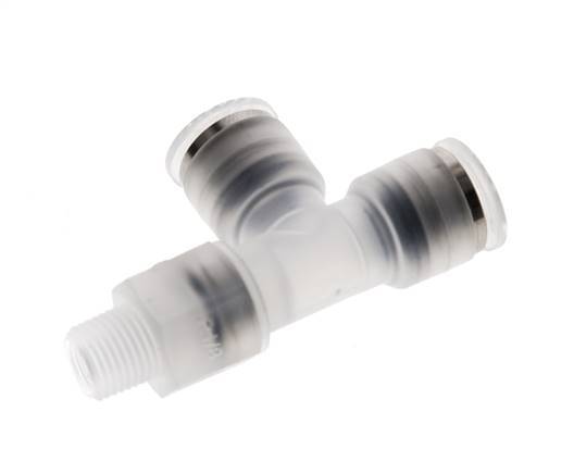 8mm x R1/8'' rechte hoek T-stuk PA Insteekfitting Buitendraad FDA Draaibaar EPDM