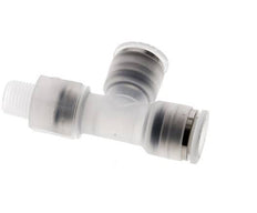 8mm x R1/8'' rechte hoek T-stuk PA Insteekfitting Buitendraad FDA Draaibaar EPDM