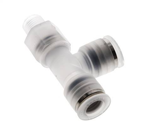 8mm x R1/8'' rechte hoek T-stuk PA Insteekfitting Buitendraad FDA Draaibaar EPDM