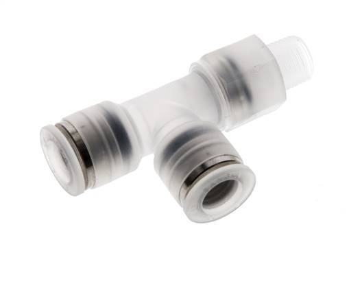 8mm x R1/8'' rechte hoek T-stuk PA Insteekfitting Buitendraad FDA Draaibaar EPDM