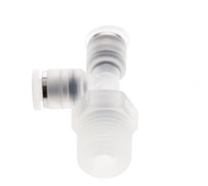 4mm x R1/4'' rechte hoek T-stuk PA Insteekfitting Buitendraad FDA Draaibaar EPDM