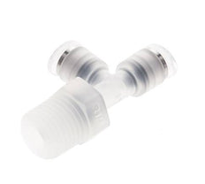 4mm x R1/4'' rechte hoek T-stuk PA Insteekfitting Buitendraad FDA Draaibaar EPDM