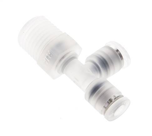 4mm x R1/4'' rechte hoek T-stuk PA Insteekfitting Buitendraad FDA Draaibaar EPDM