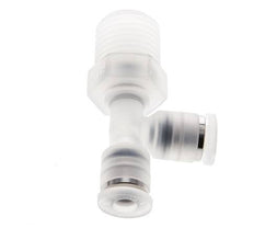 4mm x R1/4'' rechte hoek T-stuk PA Insteekfitting Buitendraad FDA Draaibaar EPDM