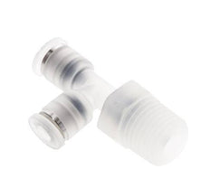 4mm x R1/4'' rechte hoek T-stuk PA Insteekfitting Buitendraad FDA Draaibaar EPDM