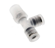6mm x R1/4'' rechte hoek T-stuk PA Insteekfitting Buitendraad FDA Draaibaar EPDM