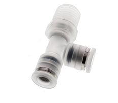 6mm x R1/4'' rechte hoek T-stuk PA Insteekfitting Buitendraad FDA Draaibaar EPDM