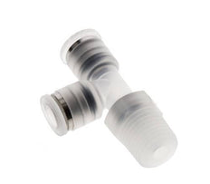 6mm x R1/4'' rechte hoek T-stuk PA Insteekfitting Buitendraad FDA Draaibaar EPDM