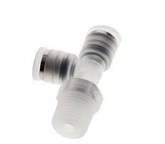 6mm x R1/4'' rechte hoek T-stuk PA Insteekfitting Buitendraad FDA Draaibaar EPDM