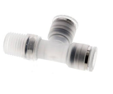 8mm x R1/4'' rechte hoek T-stuk PA Insteekfitting Buitendraad FDA Draaibaar EPDM