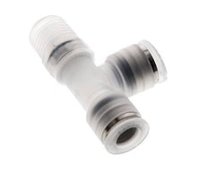 8mm x R1/4'' rechte hoek T-stuk PA Insteekfitting Buitendraad FDA Draaibaar EPDM