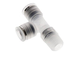 8mm x R1/4'' rechte hoek T-stuk PA Insteekfitting Buitendraad FDA Draaibaar EPDM