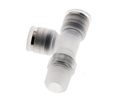 8mm x R1/4'' rechte hoek T-stuk PA Insteekfitting Buitendraad FDA Draaibaar EPDM