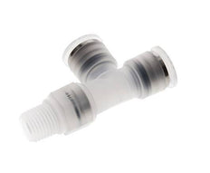 10mm x R1/4'' rechte hoek T-stuk PA Insteekfitting Buitendraad FDA Draaibaar EPDM