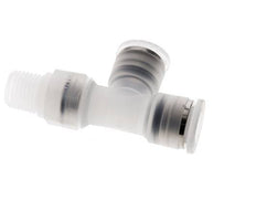 10mm x R1/4'' rechte hoek T-stuk PA Insteekfitting Buitendraad FDA Draaibaar EPDM