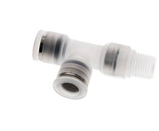 10mm x R1/4'' rechte hoek T-stuk PA Insteekfitting Buitendraad FDA Draaibaar EPDM