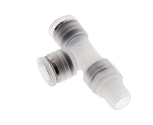 10mm x R1/4'' rechte hoek T-stuk PA Insteekfitting Buitendraad FDA Draaibaar EPDM