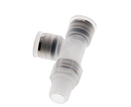 10mm x R1/4'' rechte hoek T-stuk PA Insteekfitting Buitendraad FDA Draaibaar EPDM