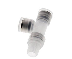 10mm x R1/4'' rechte hoek T-stuk PA Insteekfitting Buitendraad FDA Draaibaar EPDM