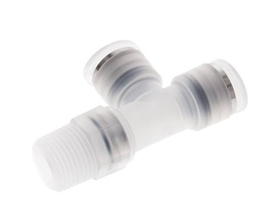 10mm x R3/8'' rechte hoek T-stuk PA Insteekfitting Buitendraad FDA Draaibaar EPDM