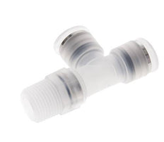 10mm x R3/8'' rechte hoek T-stuk PA Insteekfitting Buitendraad FDA Draaibaar EPDM