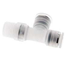10mm x R3/8'' rechte hoek T-stuk PA Insteekfitting Buitendraad FDA Draaibaar EPDM
