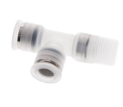 10mm x R3/8'' rechte hoek T-stuk PA Insteekfitting Buitendraad FDA Draaibaar EPDM