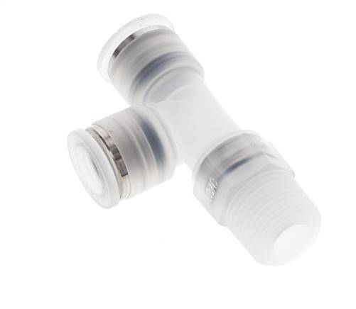 10mm x R3/8'' rechte hoek T-stuk PA Insteekfitting Buitendraad FDA Draaibaar EPDM