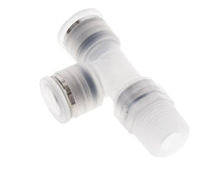 10mm x R3/8'' rechte hoek T-stuk PA Insteekfitting Buitendraad FDA Draaibaar EPDM