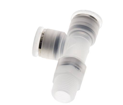 12mm x R3/8'' rechte hoek T-stuk PA Insteekfitting Buitendraad FDA Draaibaar EPDM