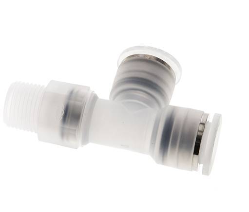 12mm x R3/8'' rechte hoek T-stuk PA Insteekfitting Buitendraad FDA Draaibaar EPDM