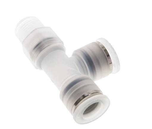 12mm x R3/8'' rechte hoek T-stuk PA Insteekfitting Buitendraad FDA Draaibaar EPDM