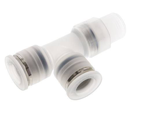 12mm x R3/8'' rechte hoek T-stuk PA Insteekfitting Buitendraad FDA Draaibaar EPDM