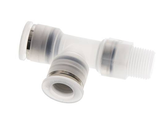 12mm x R3/8'' rechte hoek T-stuk PA Insteekfitting Buitendraad FDA Draaibaar EPDM