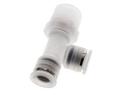 10mm x R1/2'' rechte hoek T-stuk PA Insteekfitting Buitendraad FDA Draaibaar EPDM