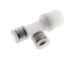 10mm x R1/2'' rechte hoek T-stuk PA Insteekfitting Buitendraad FDA Draaibaar EPDM