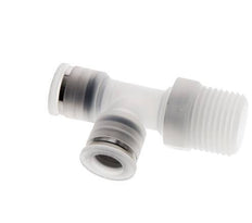 10mm x R1/2'' rechte hoek T-stuk PA Insteekfitting Buitendraad FDA Draaibaar EPDM