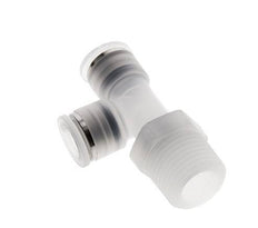 10mm x R1/2'' rechte hoek T-stuk PA Insteekfitting Buitendraad FDA Draaibaar EPDM