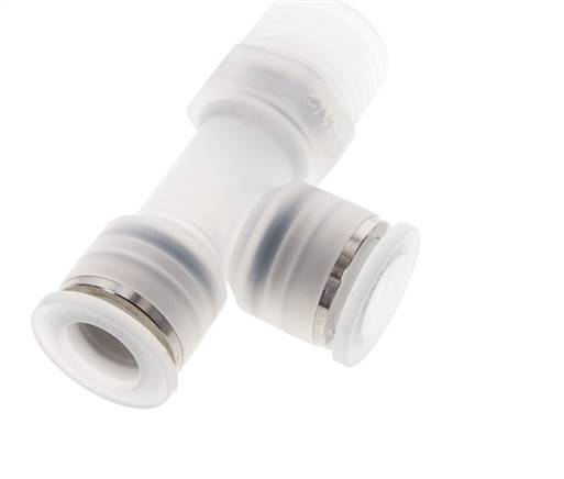 12mm x R1/2'' rechte hoek T-stuk PA Insteekfitting Buitendraad FDA Draaibaar EPDM