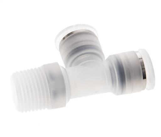 12mm x R1/2'' rechte hoek T-stuk PA Insteekfitting Buitendraad FDA Draaibaar EPDM