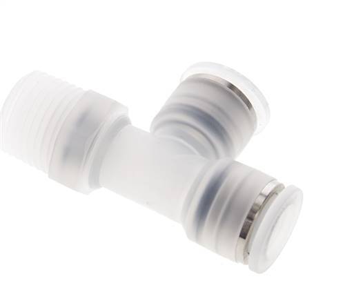 12mm x R1/2'' rechte hoek T-stuk PA Insteekfitting Buitendraad FDA Draaibaar EPDM