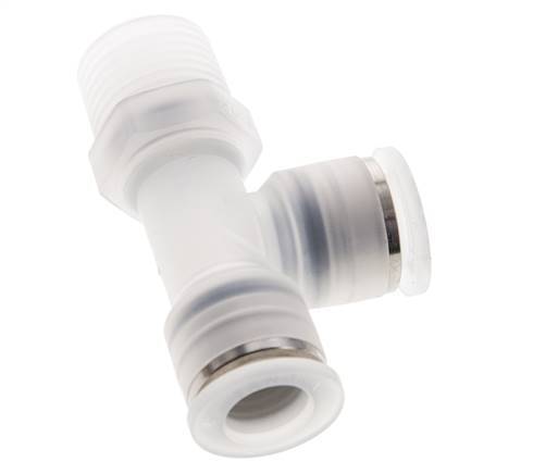 12mm x R1/2'' rechte hoek T-stuk PA Insteekfitting Buitendraad FDA Draaibaar EPDM