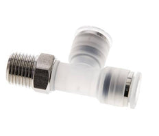 8mm x R1/4'' rechte hoek T-stuk PA/RVS Insteekfitting Buitendraad FDA Draaibaar EPDM