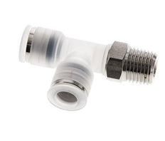 8mm x R1/4'' rechte hoek T-stuk PA/RVS Insteekfitting Buitendraad FDA Draaibaar EPDM