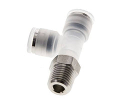 8mm x R1/4'' rechte hoek T-stuk PA/RVS Insteekfitting Buitendraad FDA Draaibaar EPDM