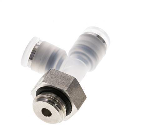 6mm x G1/4'' Right Angle Tee Push-in Fitting with Male Threads PA/Stainless Steel EPDM FDA Rotatable