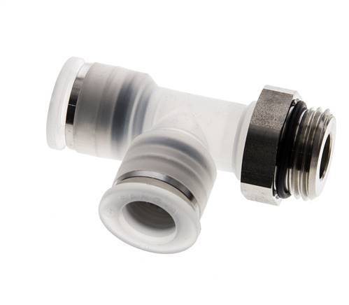 12mm x G1/2'' rechte hoek T-stuk PA/RVS Insteekfitting Buitendraad FDA Draaibaar EPDM