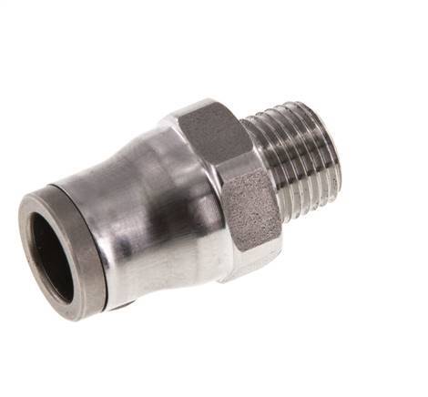 8mm x 1/8'' NPT RVS Insteekfitting Buitendraad FKM
